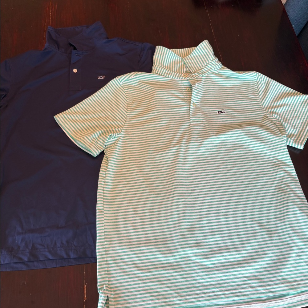 Bundle Boy’s Vineyard Vines Green Striped and Blue Polo Shirts